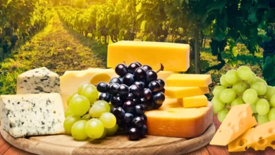 Grapes and cheese in Tuscany